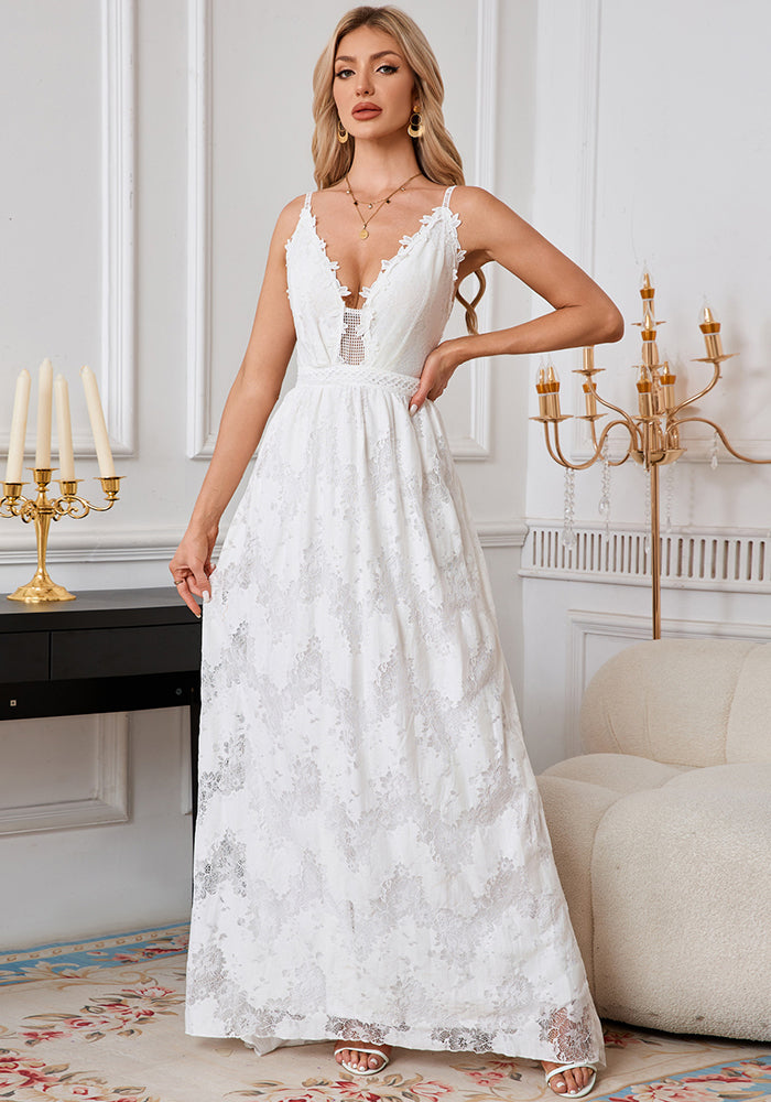 Women sexy lace suspender white wedding dress