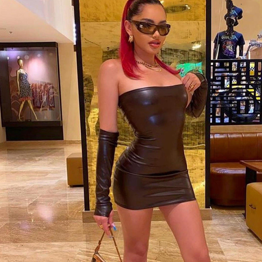 Autumn hand sleeves strapless Slim Fit Bodycon sexy dress for women 12