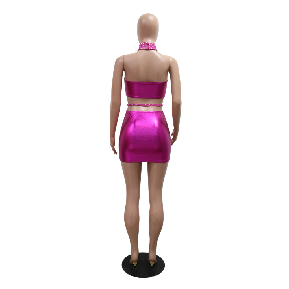 Women Strapless Top and Bodycon Skirt with Neck 13