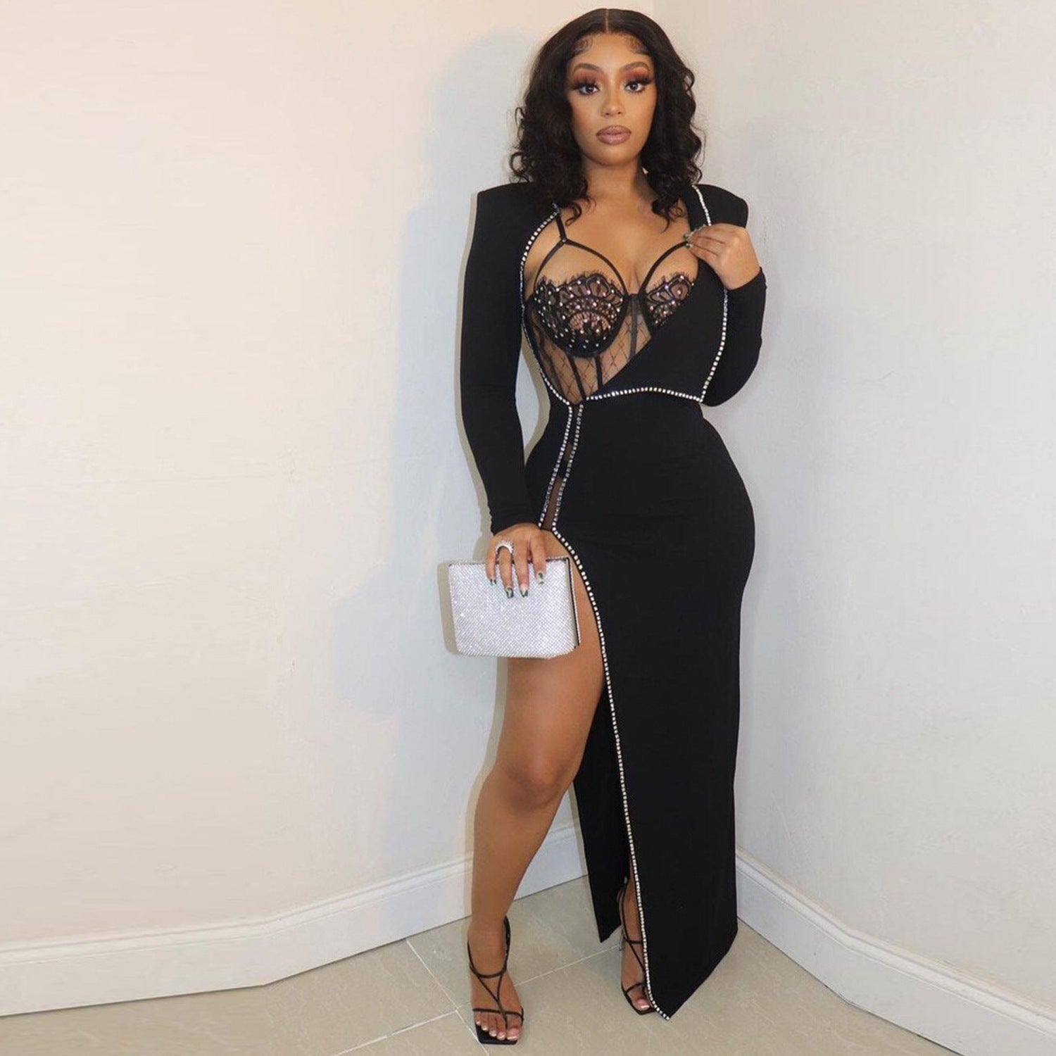 Summer Women Sexy Irregular Long Sleeve Dress 7