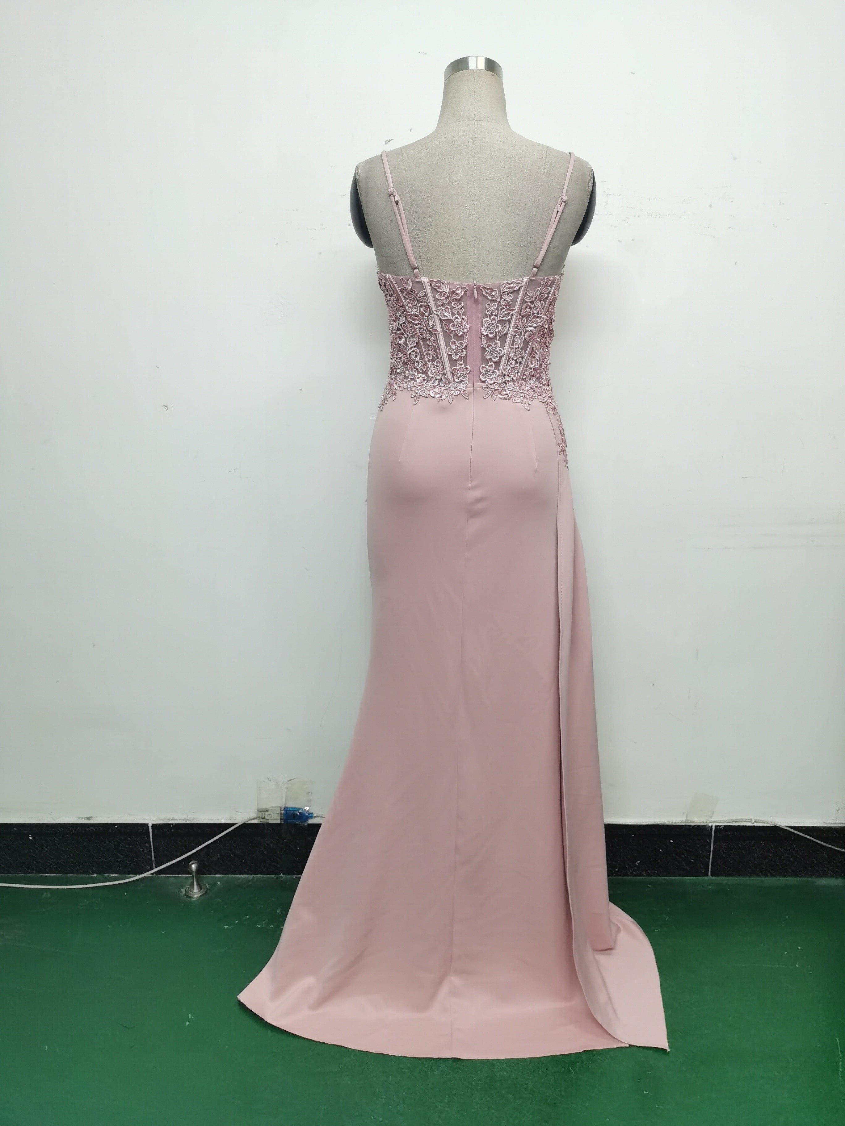 Women Beaded Flowered Fishbone Evening Dress 21