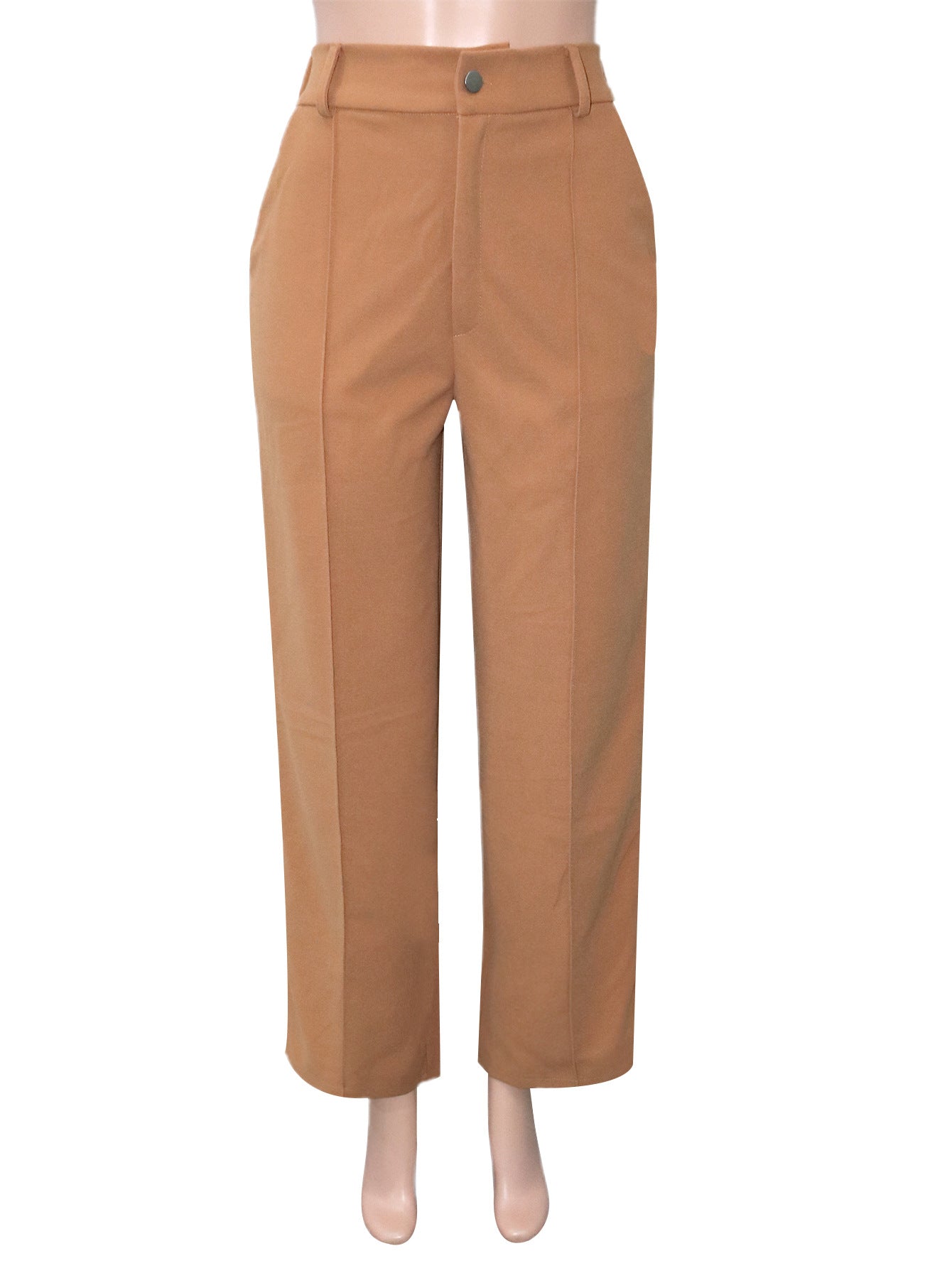 Women's Autumn Career Solid Color Wide-Leg Trousers Loose Straight-Leg Pants 13