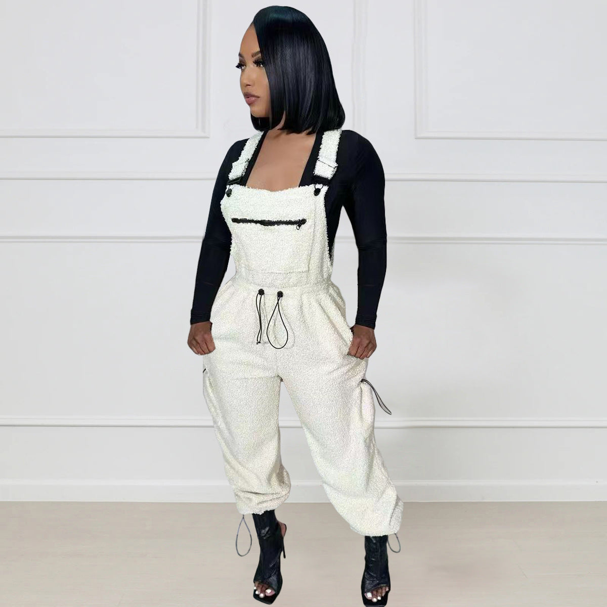 Casual Women's Loose Fashionable Drawstring Overalls Jumpsuit 6