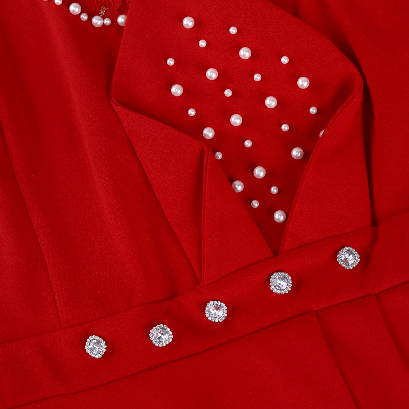 Lace Patchwork Round Neck Long Sleeve Bodycon Chic Beaded Formal Party Dress 5