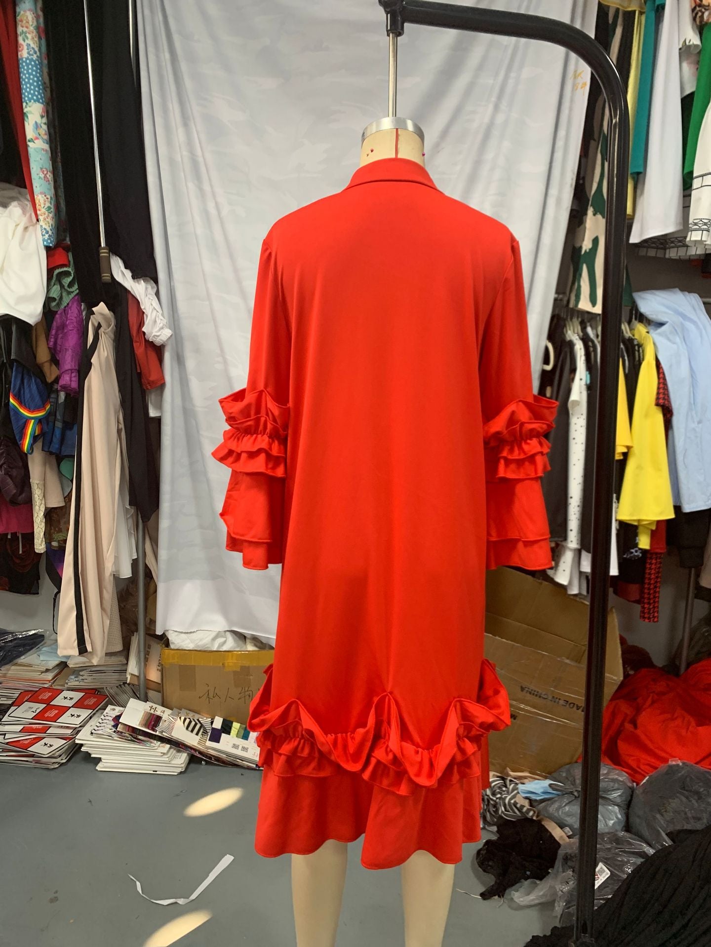 Spring Summer Fashion Casual Bell Sleeve Plus Size Dress 9