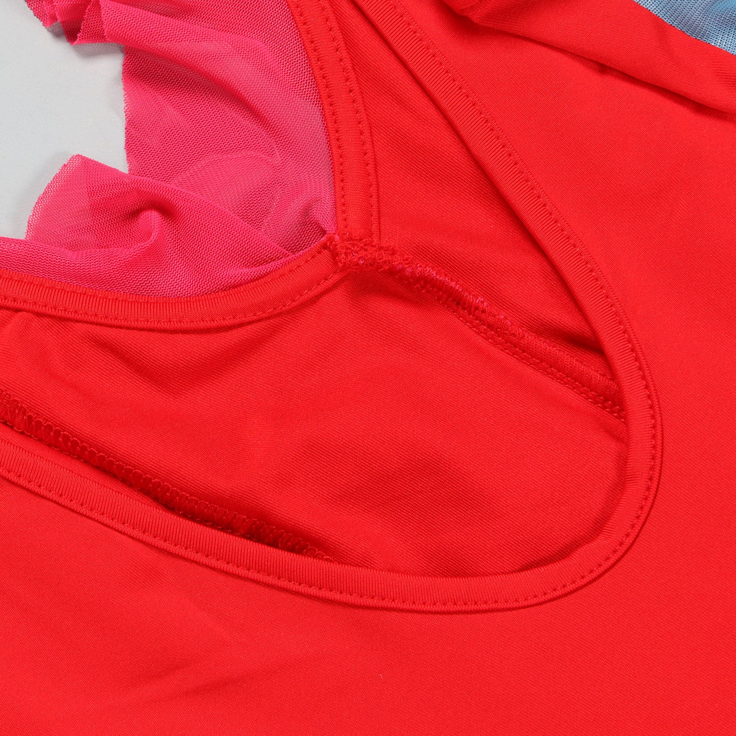 Women Contrasting Ruffles Line Irregular Mini Dress 54