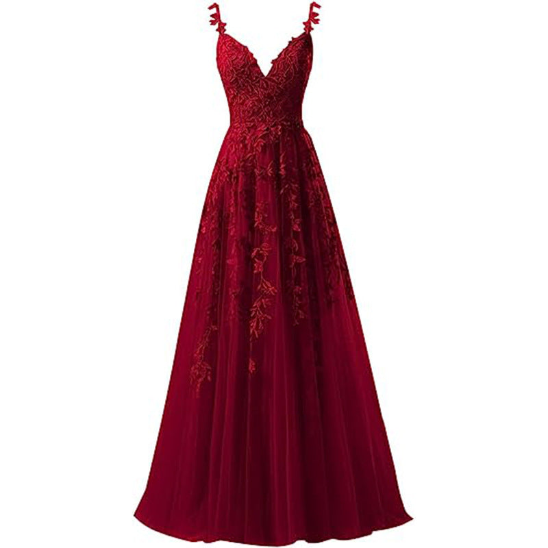 Women suspender tulle lace applique party ball evening dress（Processing time need 3-6 days） 21