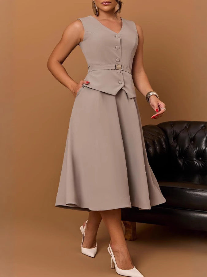 Casual Office Vest Skirt Set for Women 3