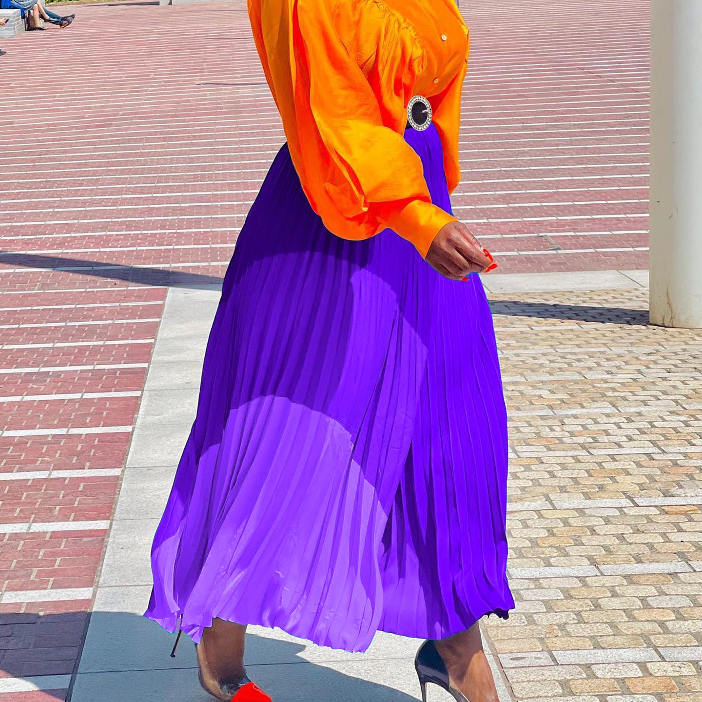 Plus Size Women's Autumn Fashion Elastic Pleated Skirt Plus Size A-Line Skirt 12