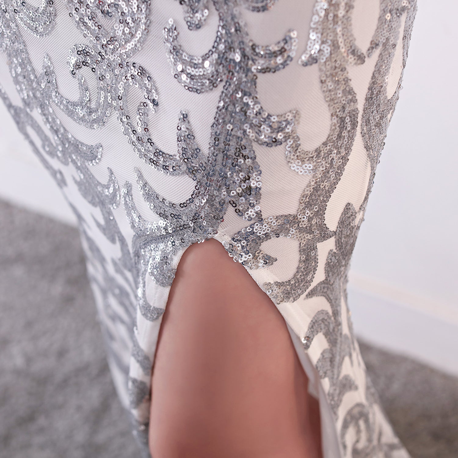 Mesh Embroidered Sequins Long Slim Mermaid Dress Women Formal Fashion Party Dress 10