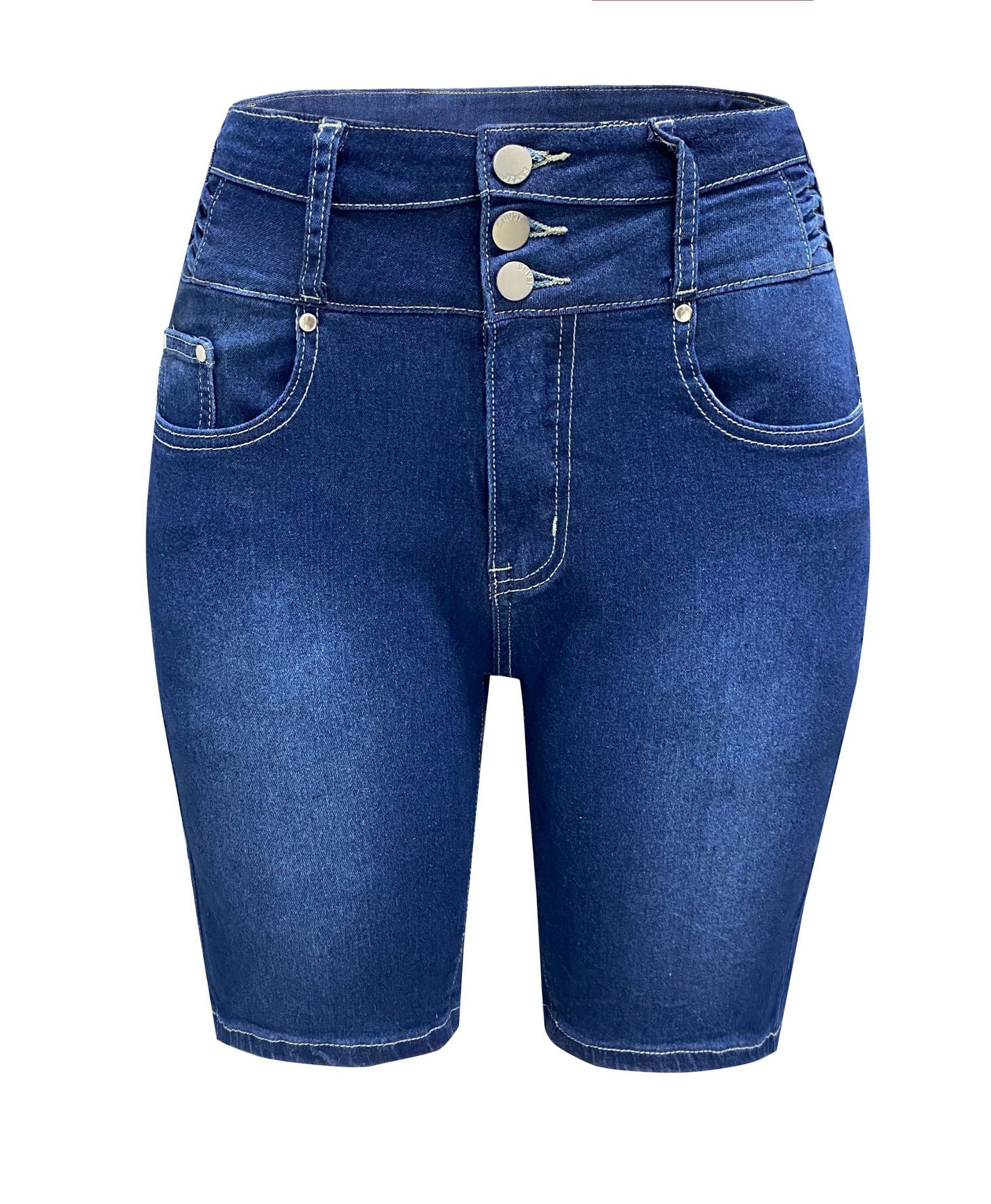 Women's Knee-Length Tight Fitting Slim Fit Denim Shorts 9