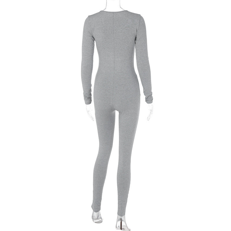 Women's Autumn Fashion Sexy Hollow Slim Long Sleeve Jumpsuit 15