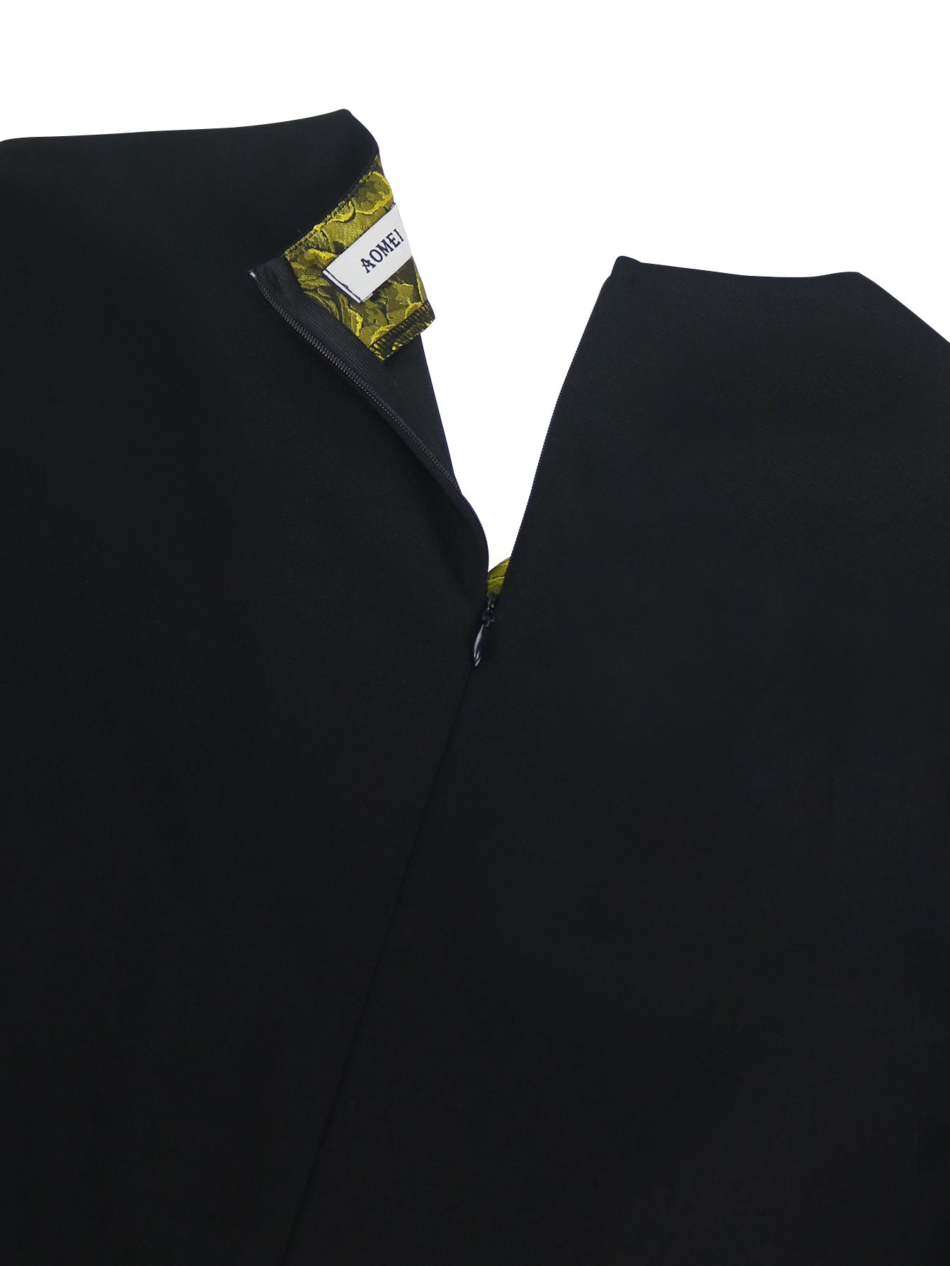 Plus Size Contrast Color Turndown Collar Slim Waist Fashion Elegant Slit Bodycon Dress 6