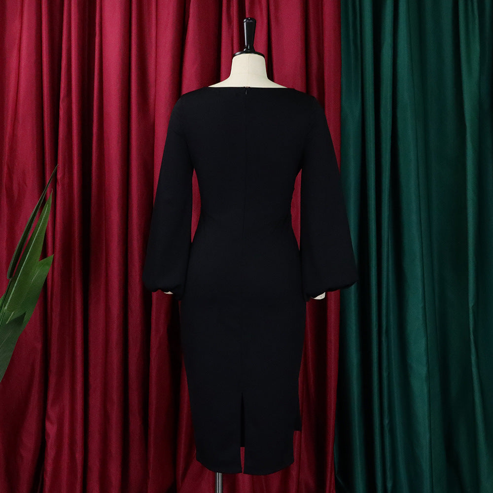 Women's Solid Color Professional Fashion Chic Plus Size Elegant African Dress 39