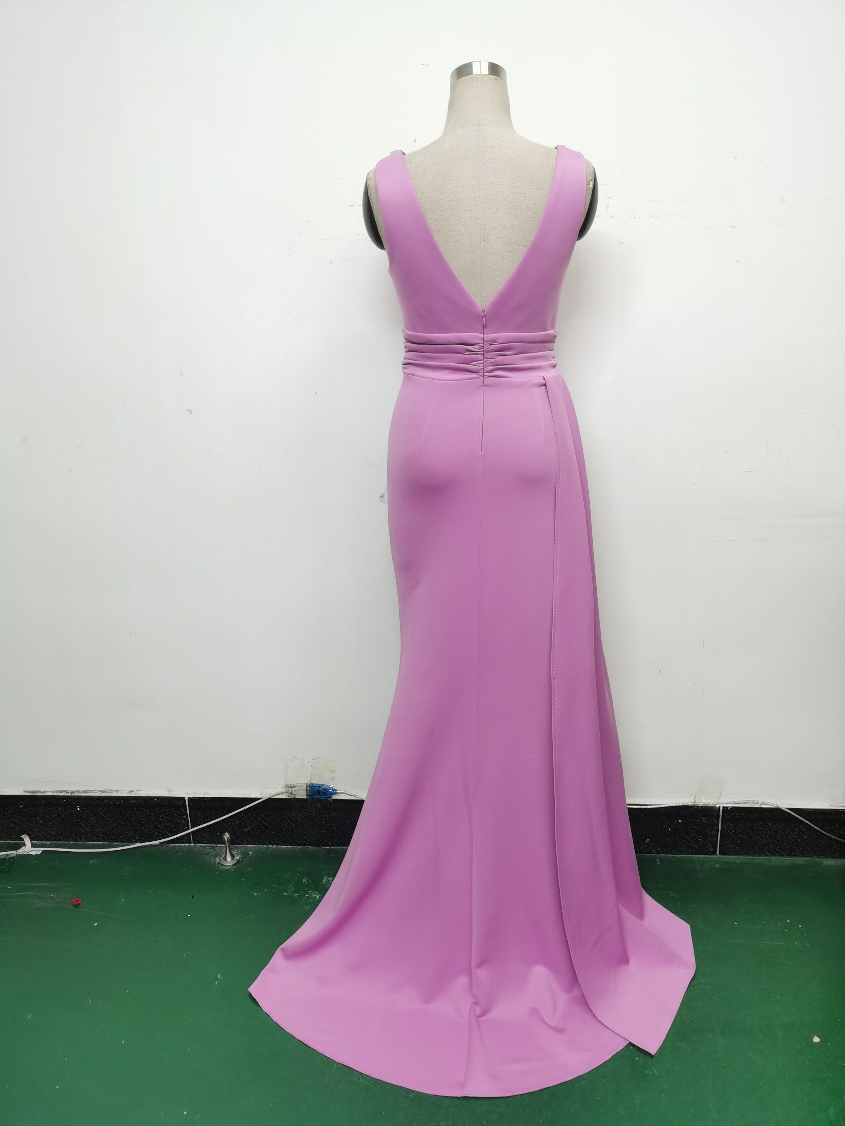 Women Pleated Satin Evening Dress 34