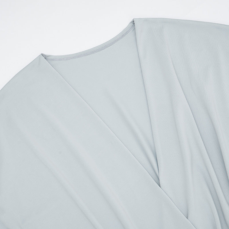 Women's Autumn Street Sexy Deep V Bat Sleeves Long Sleeve Dress 29