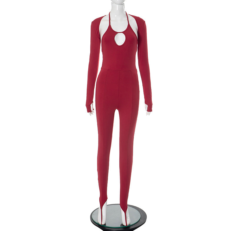 Women Fall Solid Long Sleeve Sexy Bodysuit 4