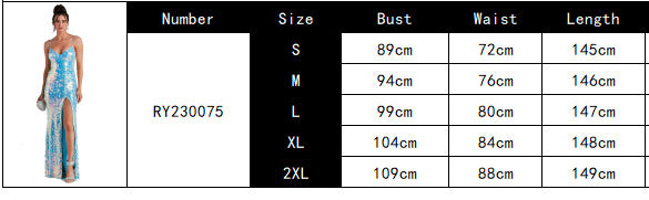 Summer Sequin Slit Strap Wedding Bridesmaid Dress Women's Evening Dress 8