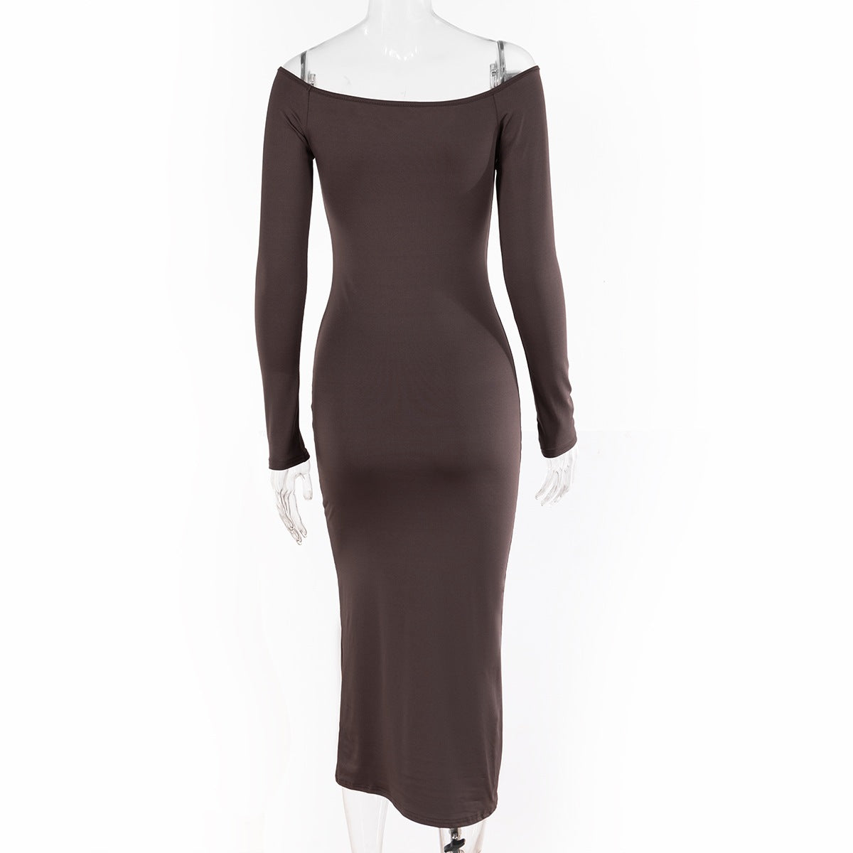 Women's sexy U-neck Off Shoulder long sleeve Bodycon dress 7