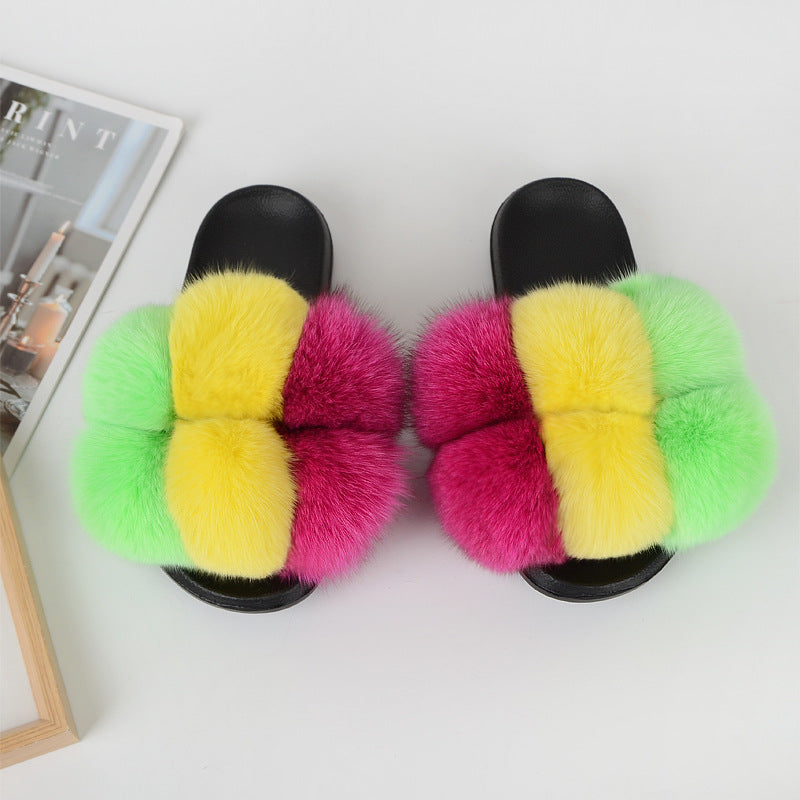 Women Multi-Color Furry Slippers