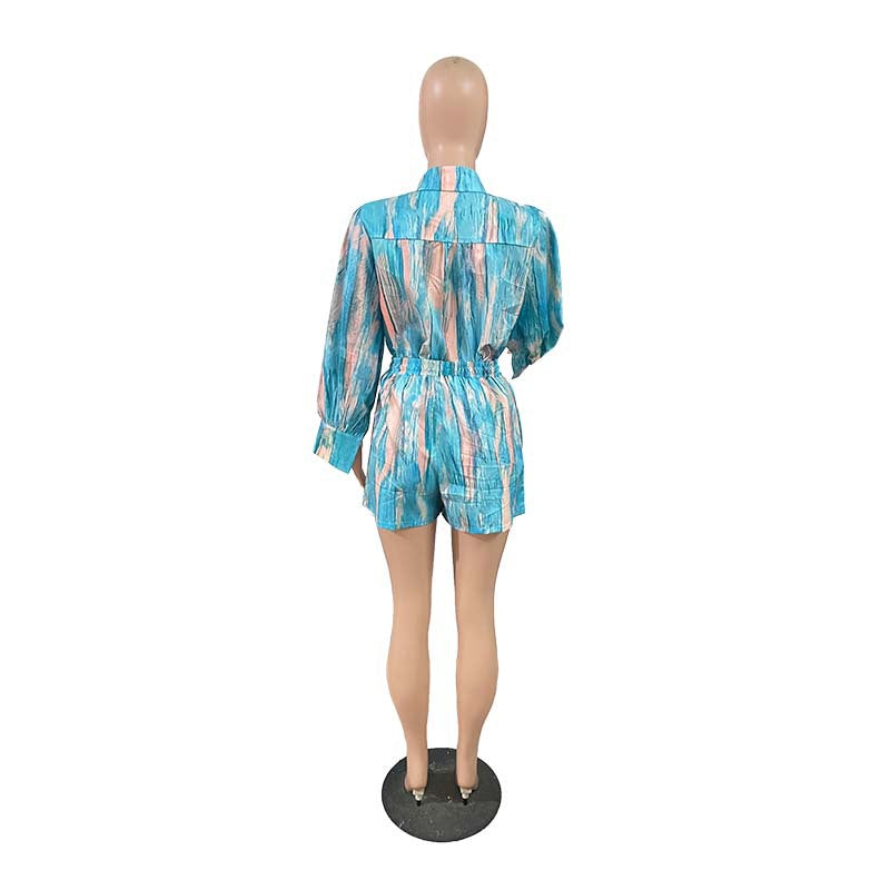 Casual Fashion Print Spring Summer Comfortable Fresh Short Sleeve Two Piece Shorts Sets Women's Clothes 9