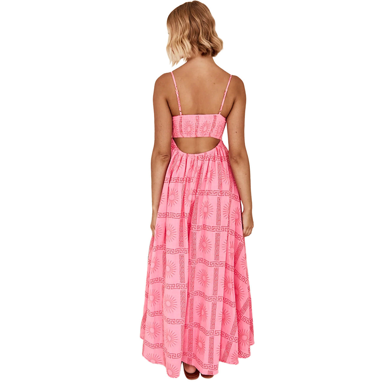 Summer Fashion Print Backless Hollow Strap Dress 25