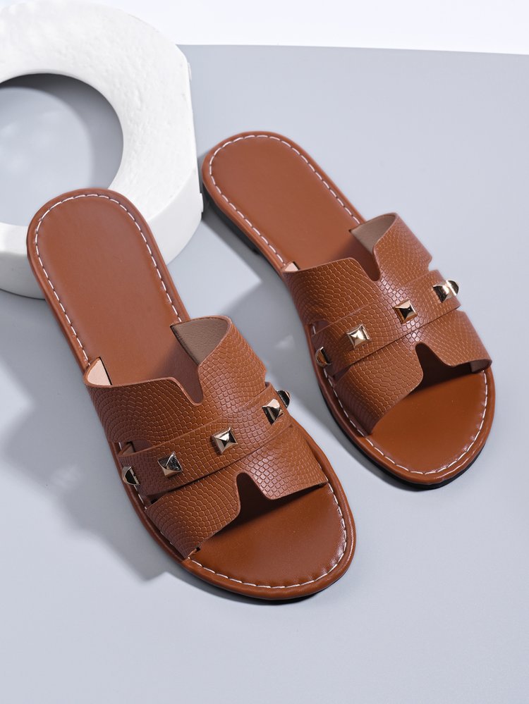 Plus Size Women's Solid Color Summer Flat Slippers Casual Open Toe Sandals 12