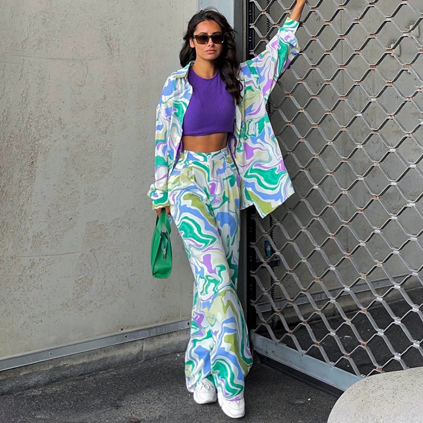 Autumn and winter fashion print suit street trend Career Chic women's two-piece suit 7