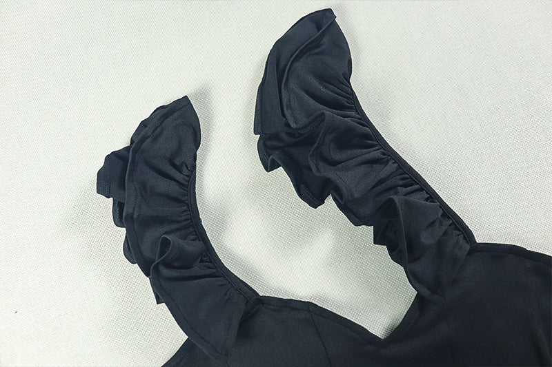 Elegant women's slit solid color irregular Slash Shoulder Halter Neck Strapless evening Skirt Set 10