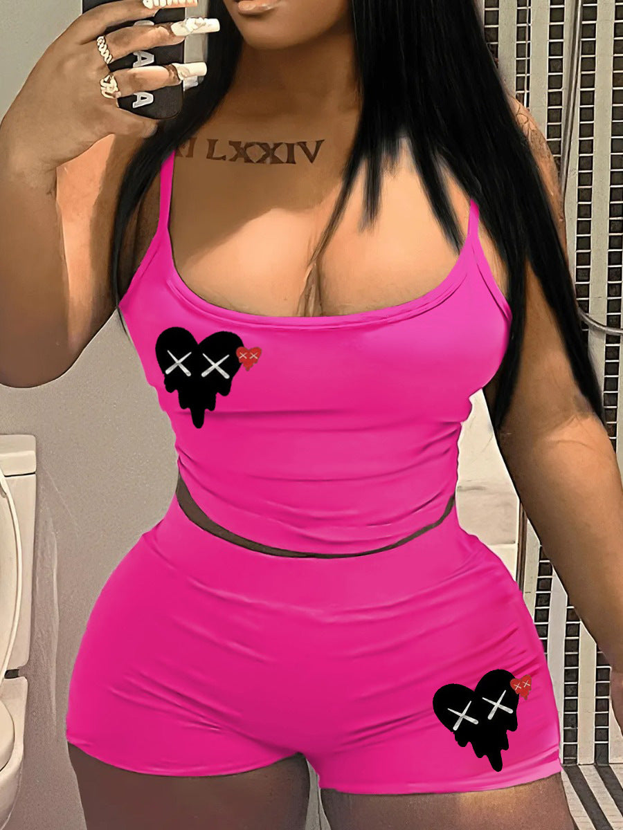 Women Printed Tank Top and Shorts Two-piece Set 6