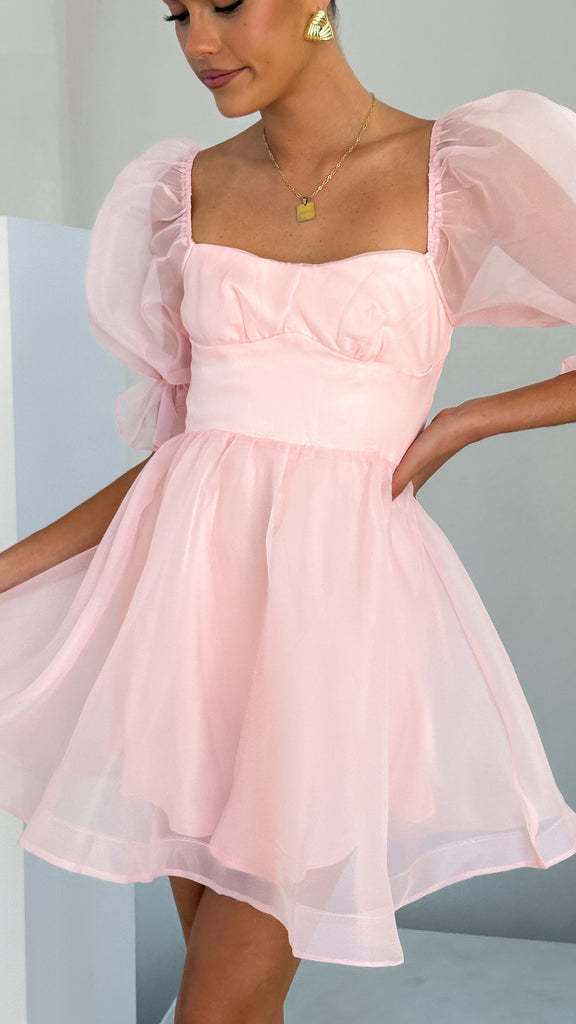 Women Solid retro bubble sleeve princess dress 4