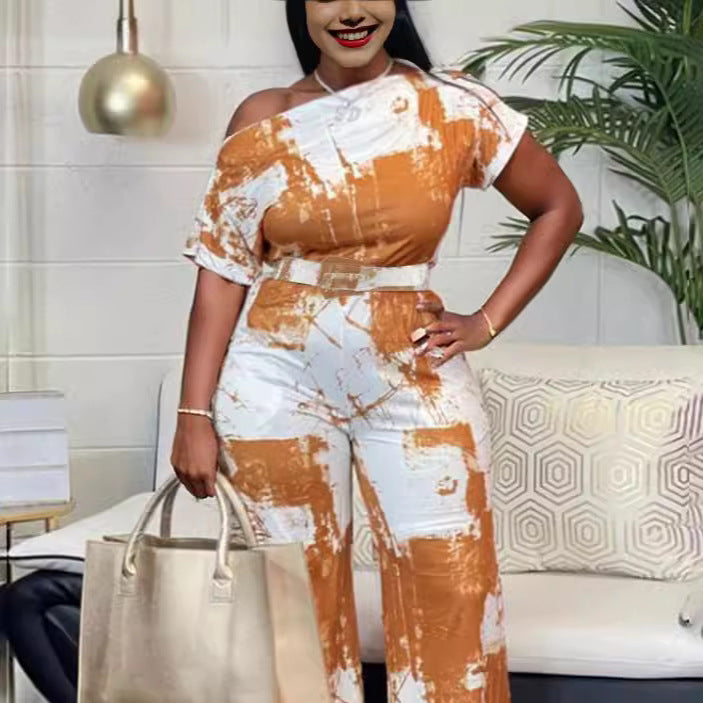 Plus Size Women Summer Print Jumpsuit 9