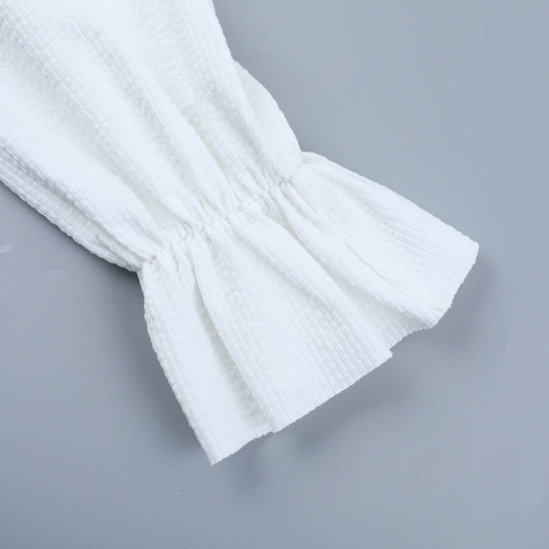 Women French Autumn Bohemian Long-Sleeved Ruffled Lace-Up Top 13