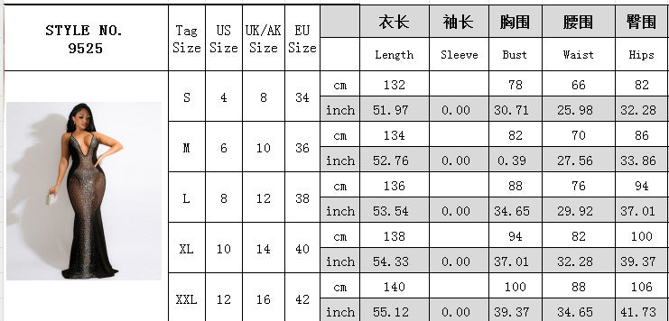 Women's Sexy See-Through Mesh Sleeveless Deep V Beaded Nightclub Party Dress 9