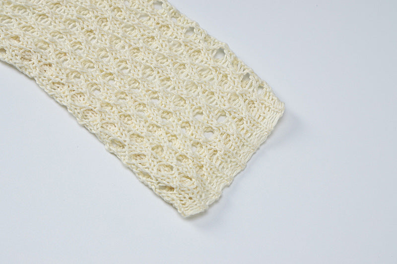 Women's Knitting Blouse Ripped Sexy Design Short Long Sleeve Top 18