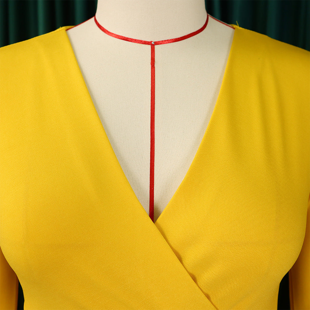 Women's V Neck Chic Bodycon OL Career Africa Plus Size Dress 16