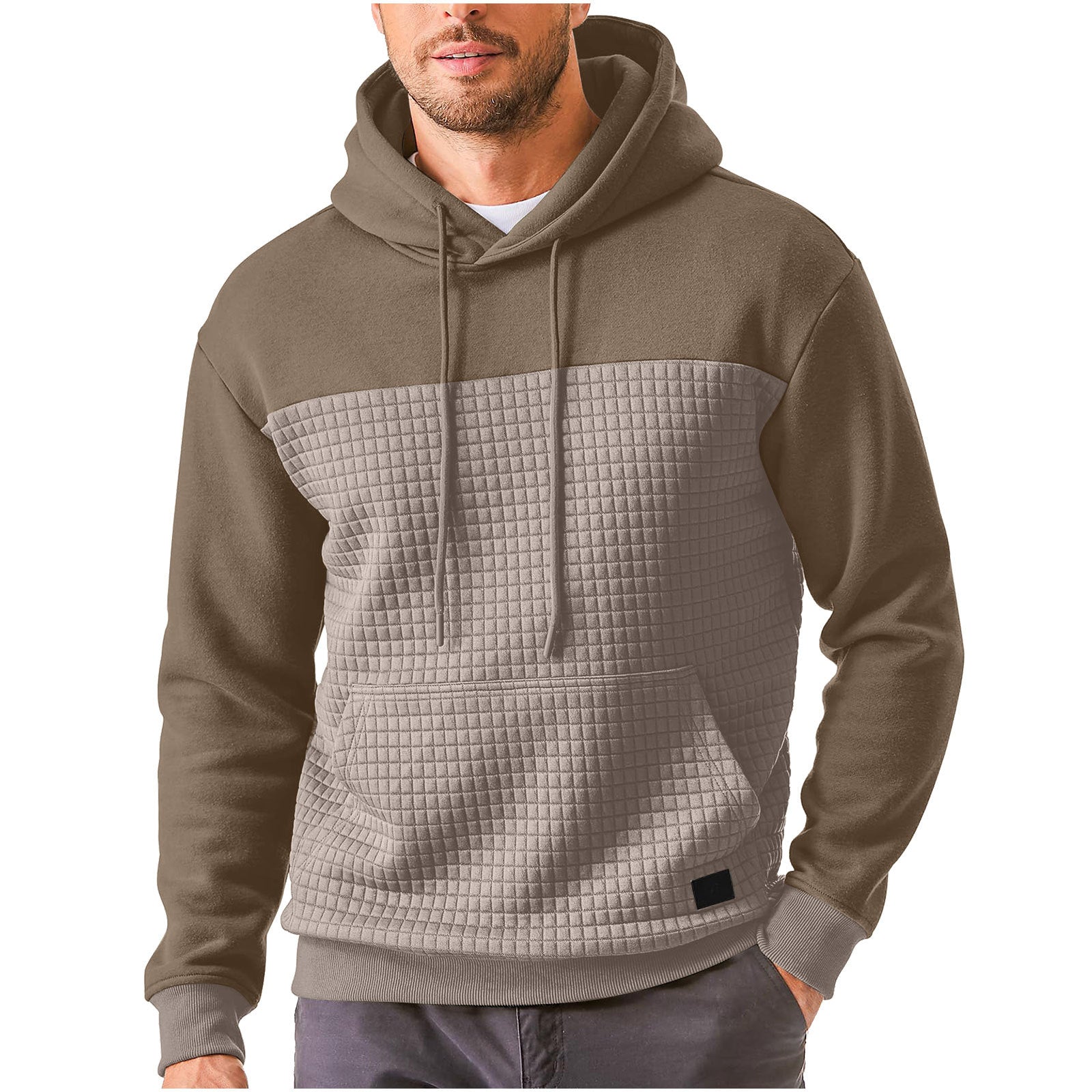 Fall/Winter Men's Waffle Colorblock Hoodies 5