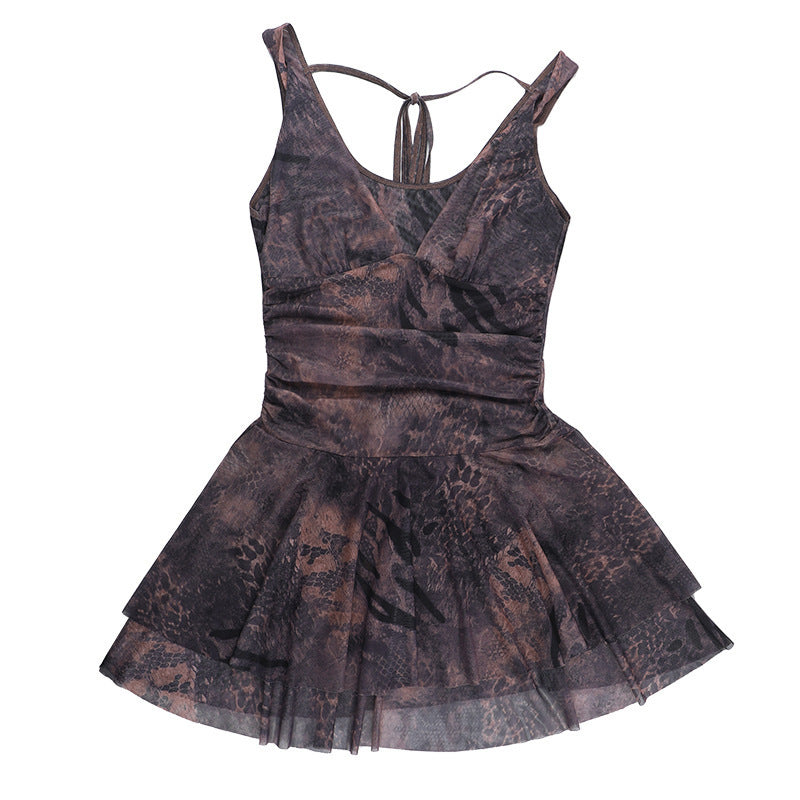 Women Street Sexy Hollow Print V-Neck Plunging Halter Backless Dress 12