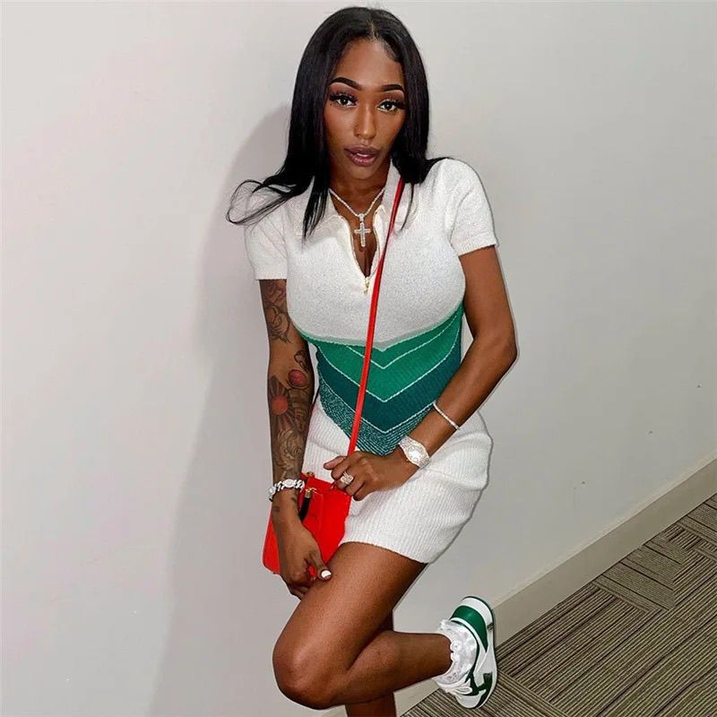 Women Casual V-neck short-sleeved printed dress 5