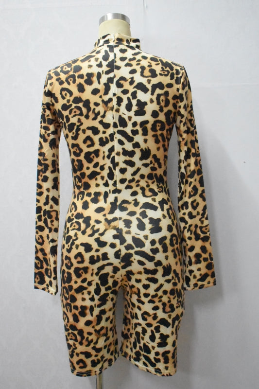 Women Long Sleeve Leopard Print Romper 14