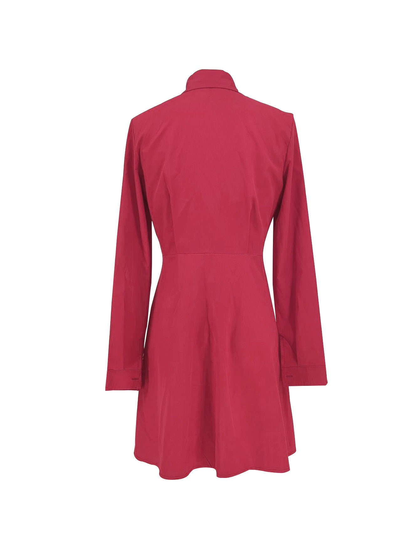 Women Spring Casual Red Long Sleeve Shirt Dress 5