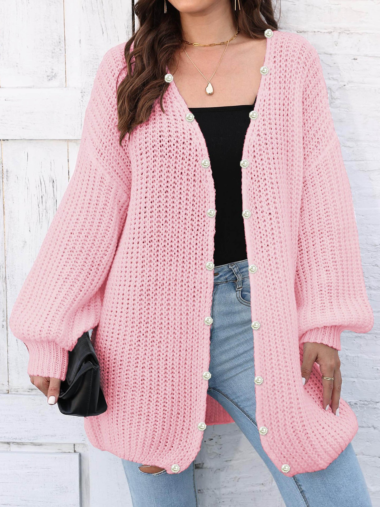 Ladies Autumn Winter Knitted Sweater Loose Casual Cardigan 10