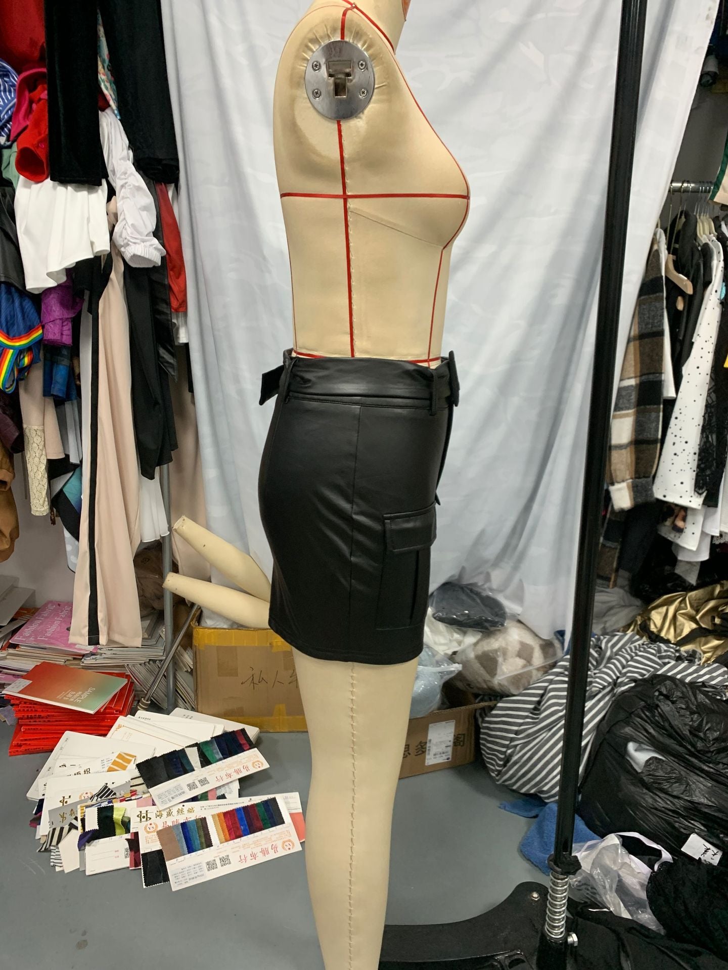 Women Summer Pu Leather Lace-Up Sexy Skirt 9