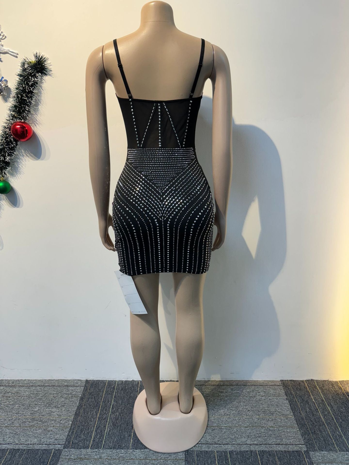 Sexy beaded see-through strap bodycon dress 6