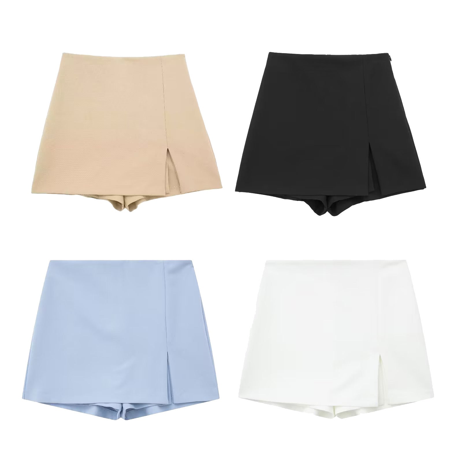 Solid color High Waist Slit Mini Culottes 8