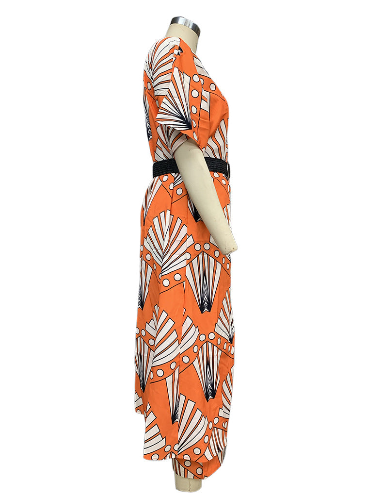 Spring Women's Fashionable Printed Shirt Straight Pants Two-Piece Set 6