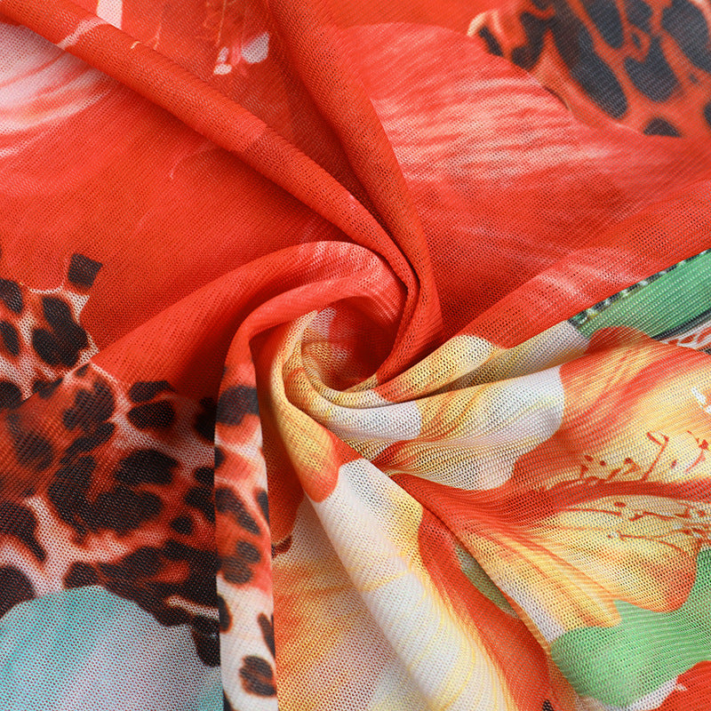 Women Summer Sexy Backless Suspender Print Beach Holidays Dress 16