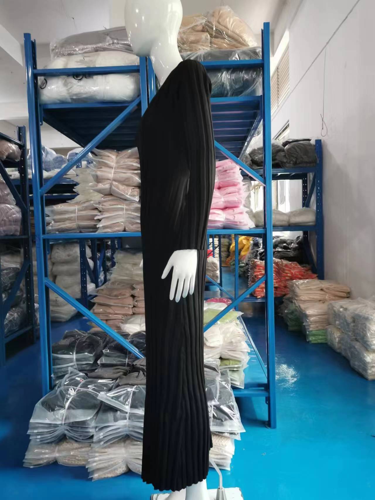 Autumn And Winter Casual Slim Waist V-Neck Wide Ribbed Slim Fit Knitting Long Dress For Women 12