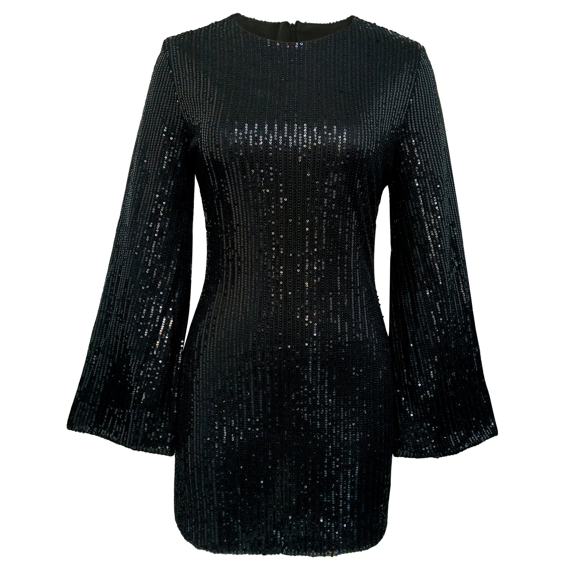 Autumn And Winter Women's Sequin Bell Bottom Sleeve Fashion Casual Dress 12