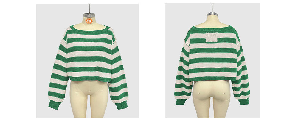 Women Striped Long Sleeve Sweater 12